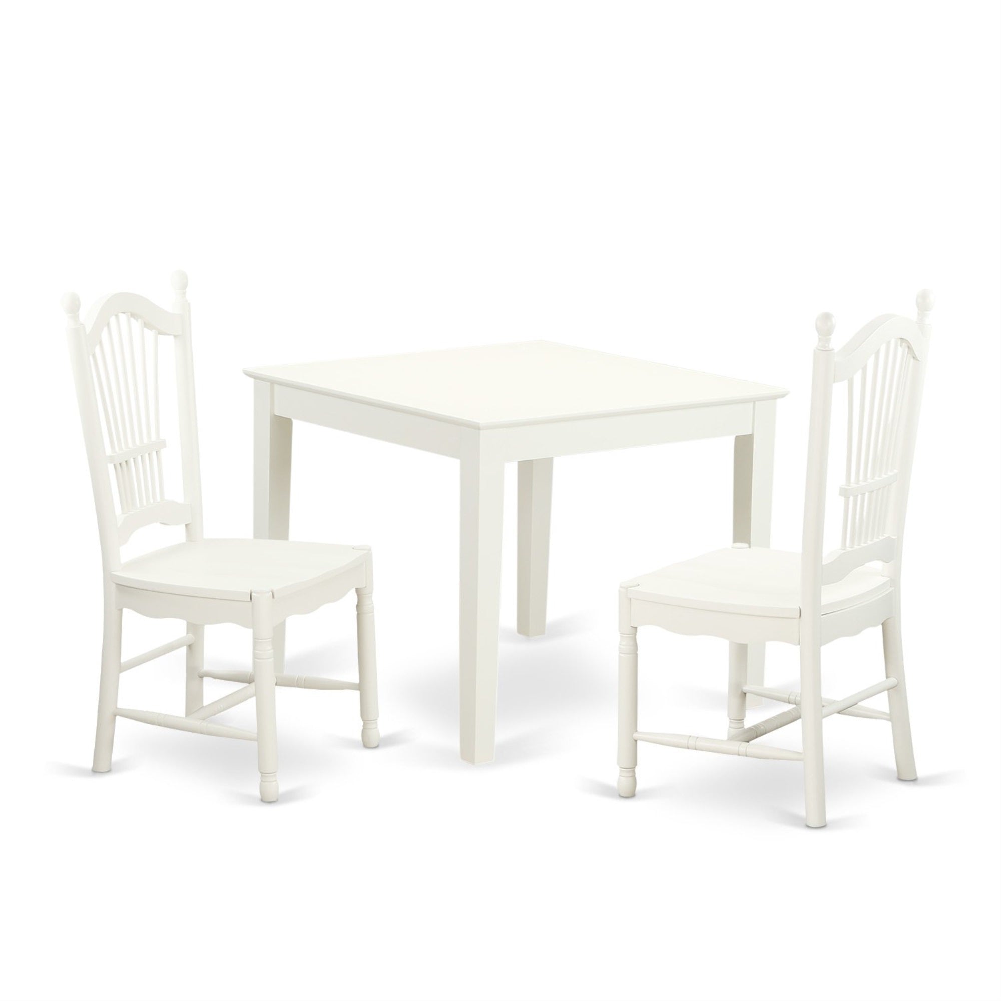 East West Furniture OXDO3-LWH-W 3 Piece Kitchen Table Set for Small Spaces Contains a Square Dining Room Table and 2 Dining Chairs, 36x36 Inch, Linen White