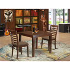 East West Furniture OXML3-MAH-C 3 Piece Set for Small Spaces Contains a Square Dining Room Table and 2 Linen Fabric Upholstered Chairs, 36x36 Inch