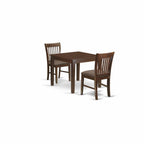 East West Furniture OXNO3-MAH-C 3 Piece Room Set Contains a Square Kitchen Table and 2 Linen Fabric Upholstered Dining Chairs, 36x36 Inch