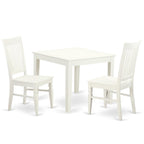 East West Furniture OXWE3-LWH-W 3 Piece Kitchen Table Set for Small Spaces Contains a Square Dining Table and 2 Dining Room Chairs, 36x36 Inch, Linen White
