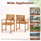 Acacia Wood Patio Dining Chairs - Set of 2