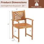 Acacia Wood Patio Dining Chairs - Set of 2