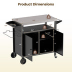 Outdoor Grill Cart with Stainless Steel Top & Storage Cabinet