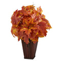 19 Autumn Maple Leaf Artificial Plant In Decorative Planter