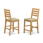 East West Furniture PBCF5-OAK-C 5 Piece Kitchen Counter Height Dining Table Set Includes a Square Pub Table and 4 Linen Fabric Upholstered Chairs, 36x36 Inch, Oak