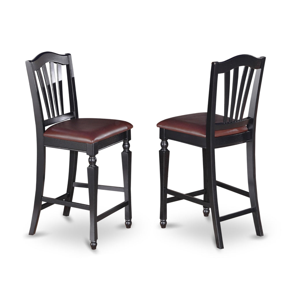 East West Furniture PBCH5-BLK-LC 5 Piece Kitchen Counter Height Dining Table Set Includes a Square Dining Room Table and 4 Faux Leather Upholstered Chairs, 36x36 Inch, Black & Cherry