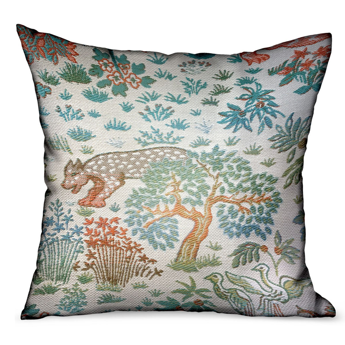 Plutus Wild Jungle Multi Animal Motif Luxury Outdoor/Indoor Throw Pillow Double Sided  22' X 22'