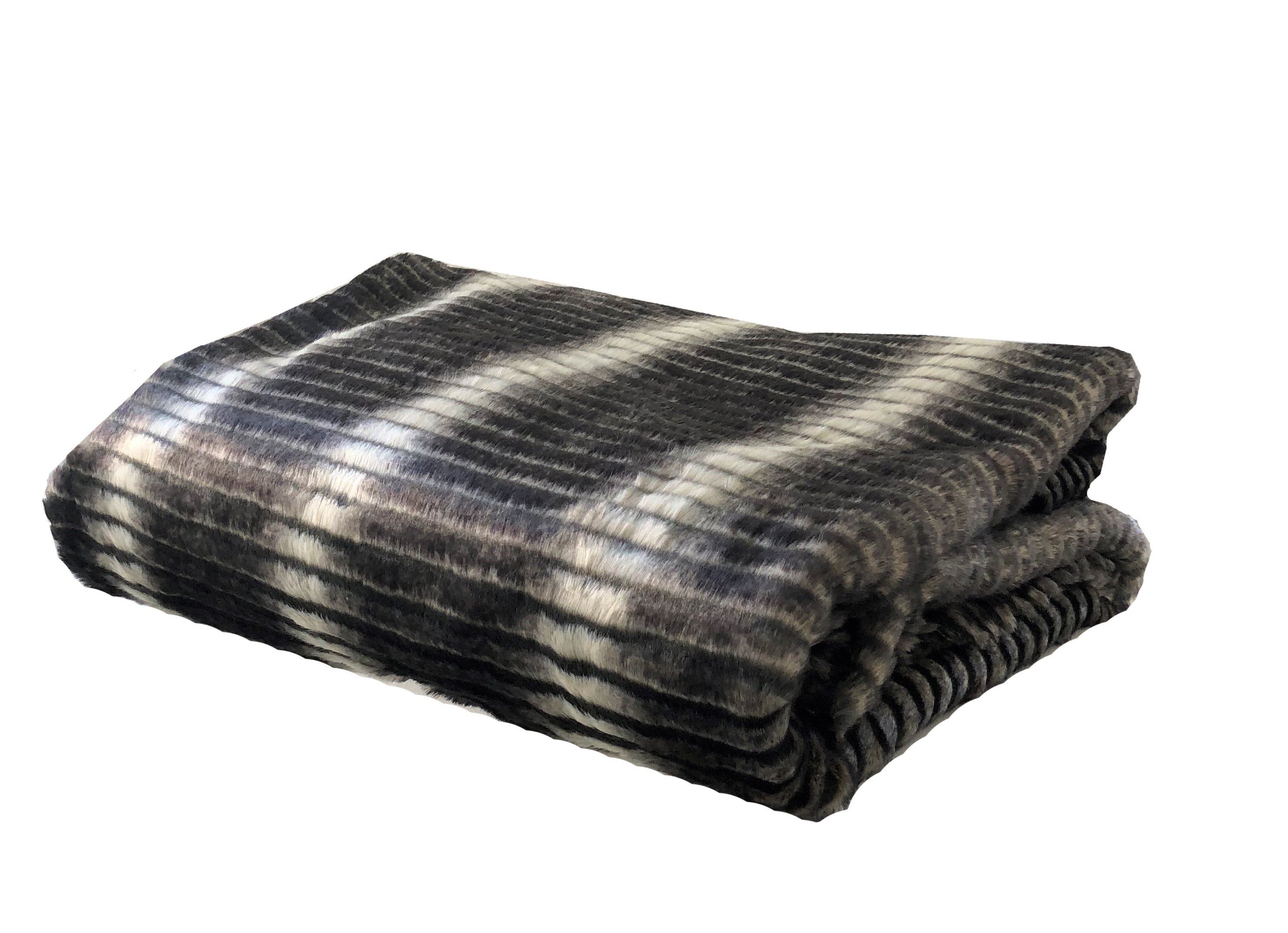 Plutus Gray And Taupe Faux Fur Luxury Throw Throw 36W X 60L