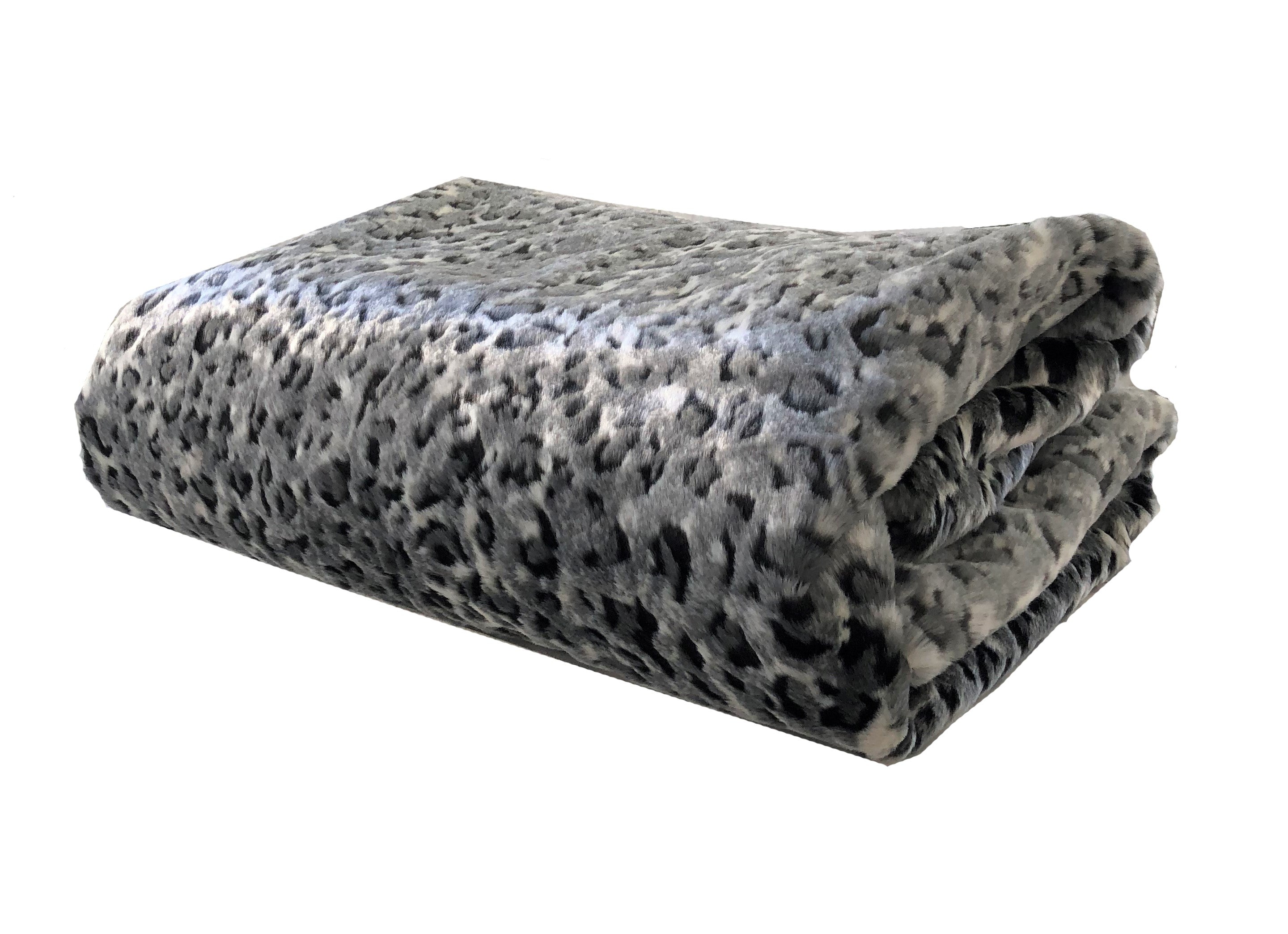 Plutus Snow Leopard Faux Fur Gray Luxury Throw Throw 36W X 60L