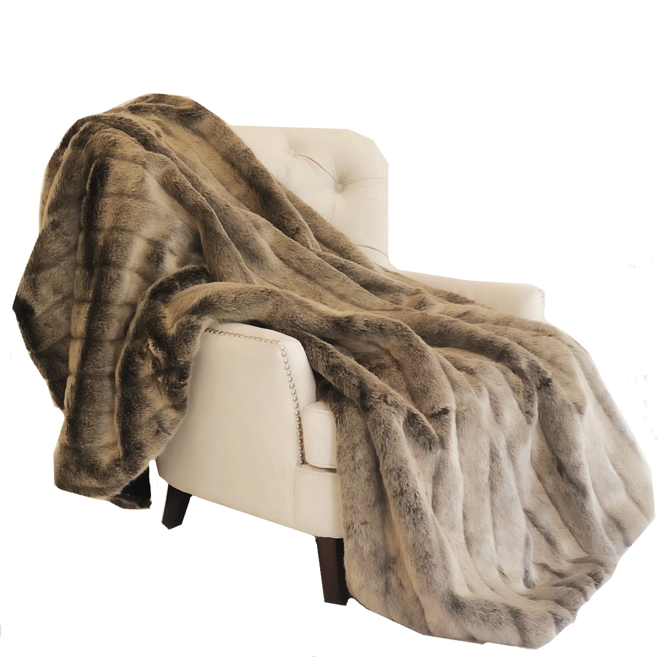 Plutus Frost Mink Dark Brown Faux Fur Luxury Throw Throw 36W X 60L