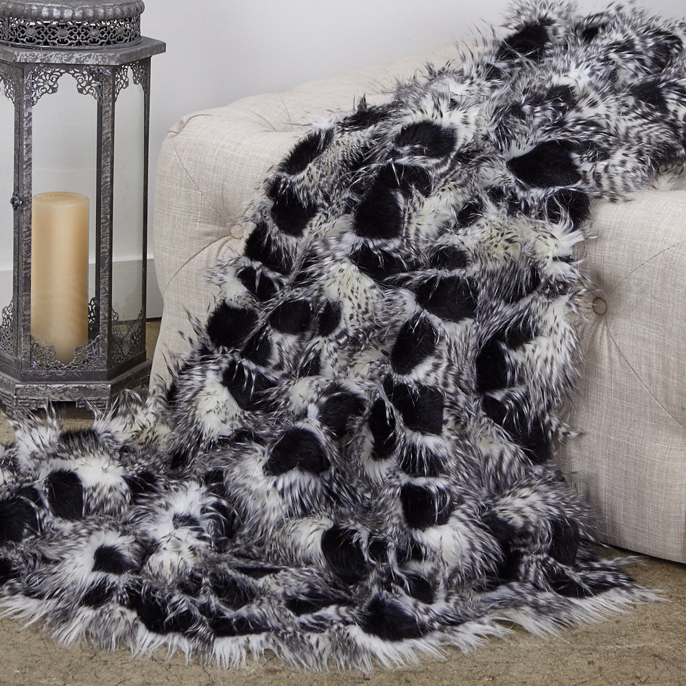Plutus Porcupine Black And White Faux Fur Luxury Throw Throw 36W X 60L