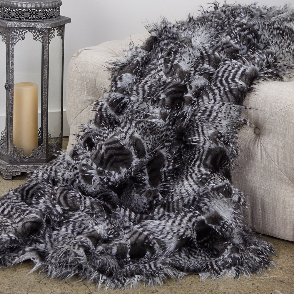 Plutus Porcupine Grey And Silver Faux Fur Luxury Throw Throw 36W X 60L