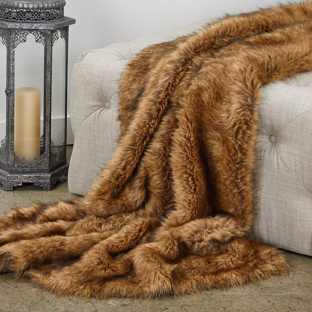 Plutus Tip Dyed Fox Faux Fur Luxury Throw Throw 36W X 60L