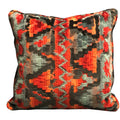 Plutus Sachi Love Red, Blue And Orange Ikat Luxury Throw Pillow Double Sided  26' X 26'