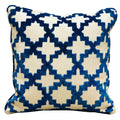 Plutus Velvety French Medallion Blue And Off White Geometric Luxury Throw Pillow Double Sided  20' X 36' King