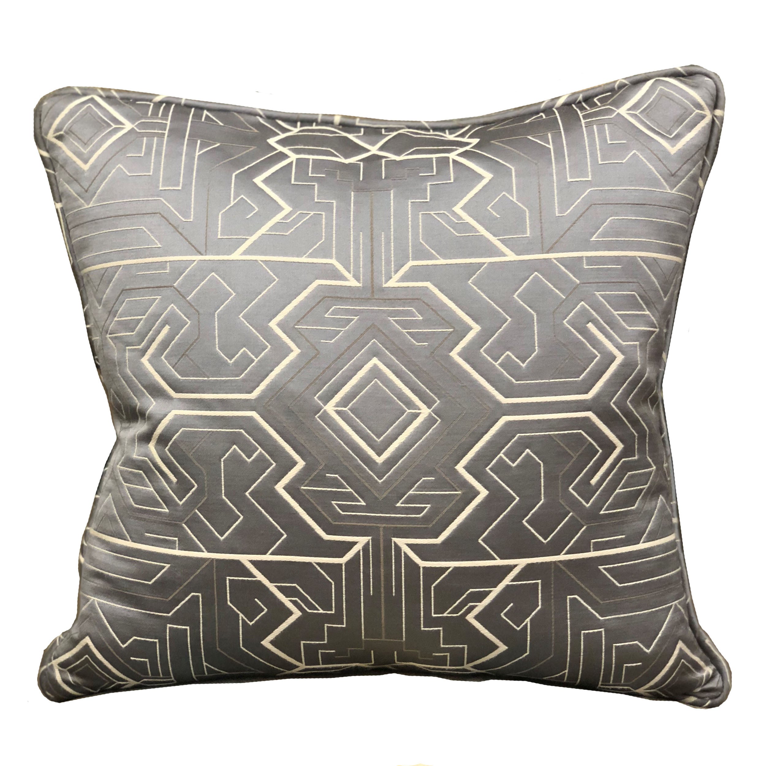 Plutus Daria Moss Silver Geometric Luxury Throw Pillow Double Sided  12' X 20'