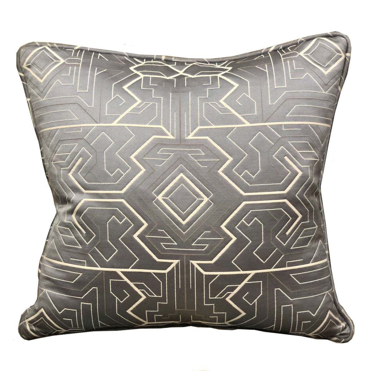 Plutus Daria Moss Silver Geometric Luxury Throw Pillow Double Sided  20' X 30' Queen