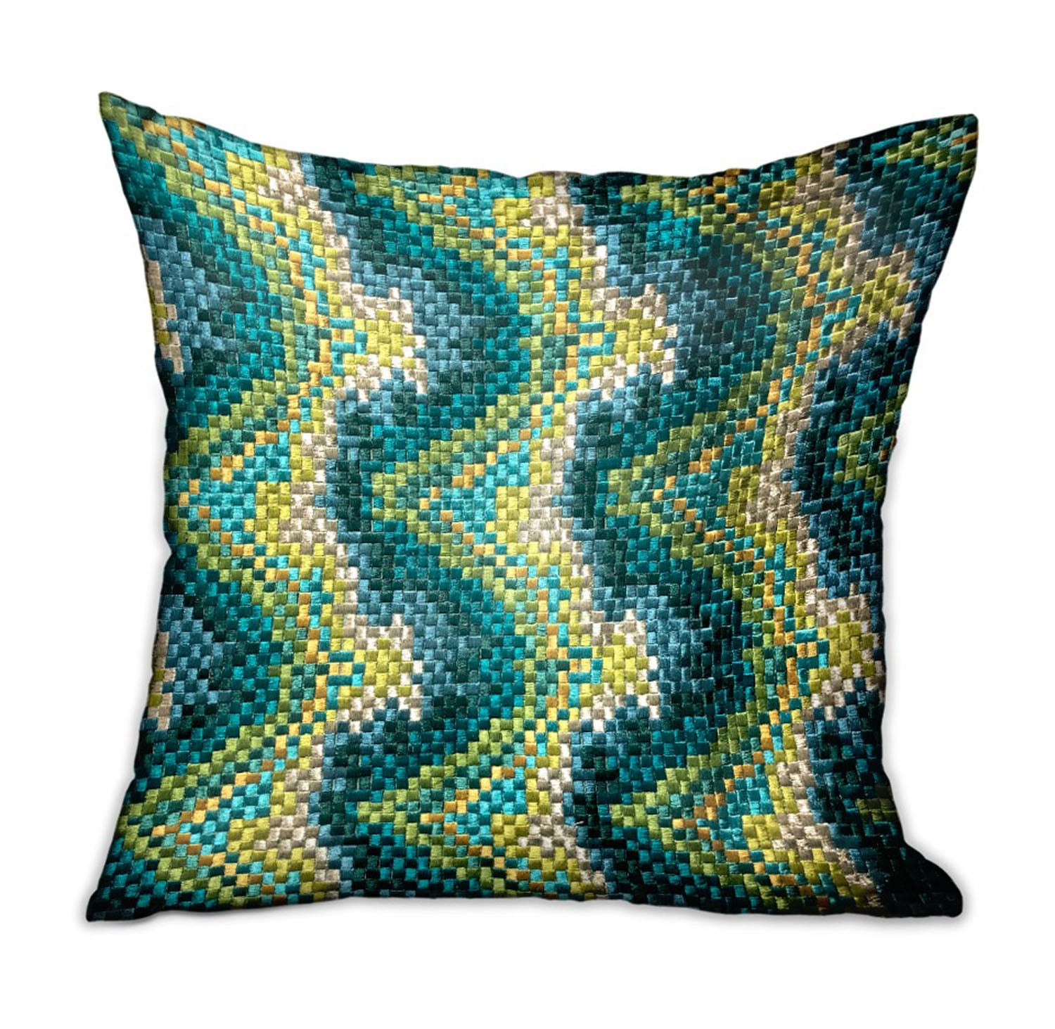 Plutus Montage Haven Green Geometric Luxury Throw Pillow Double Sided  22' X 22'