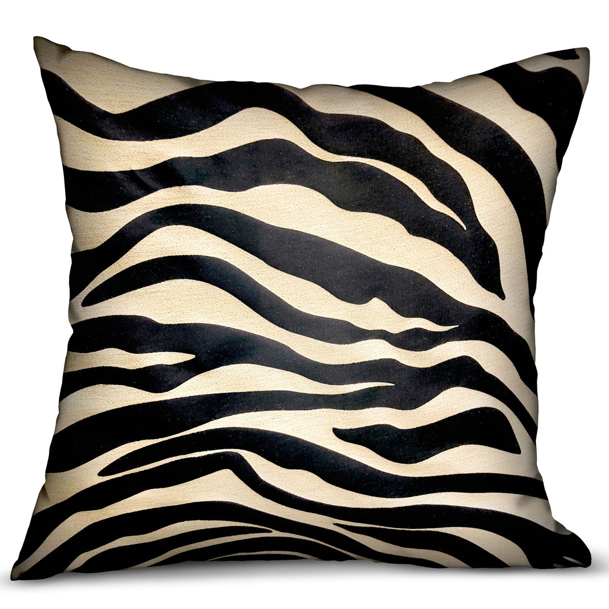Plutus Black Zebra Black Animal Motif Luxury Throw Pillow Double Sided  18' X 18'