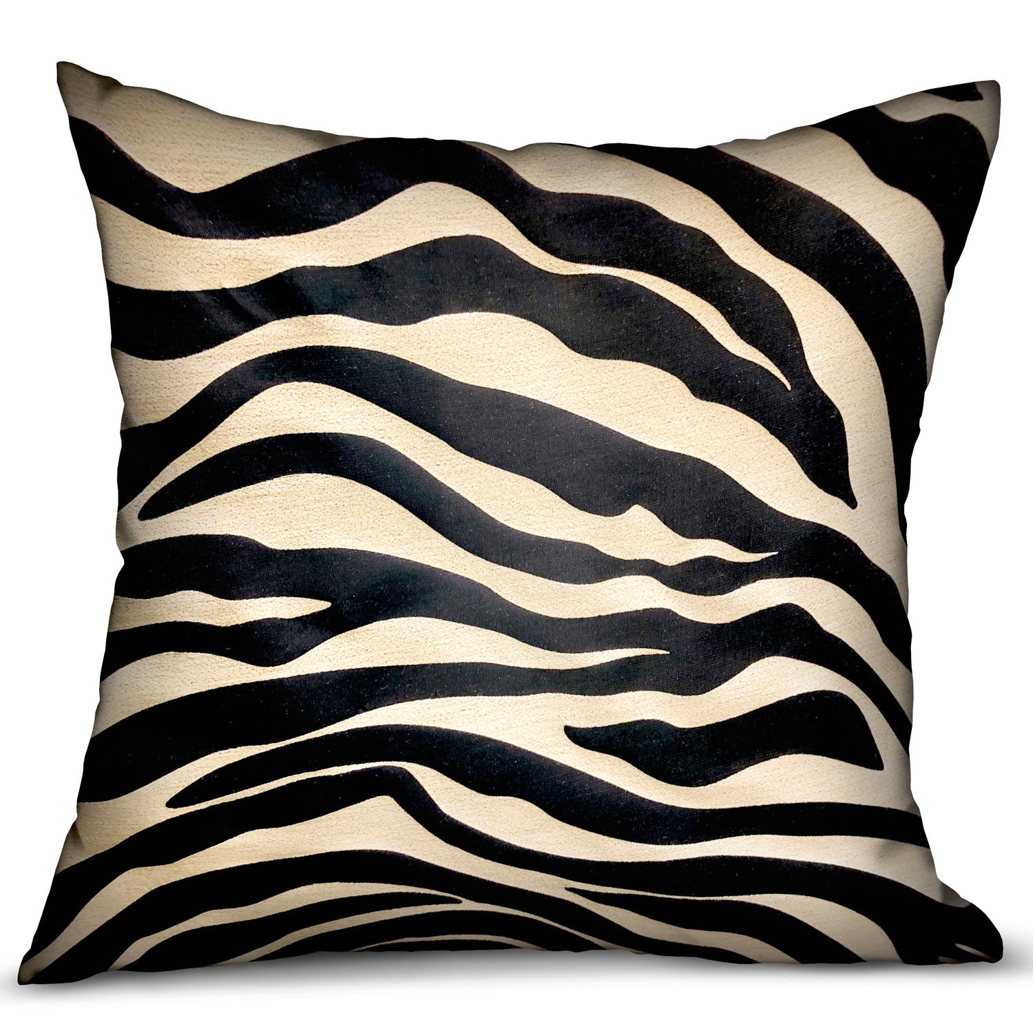 Plutus Black Zebra Black Animal Motif Luxury Throw Pillow Double Sided  22' X 22'