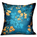 Plutus Bronze Blossom Blue Floral Luxury Throw Pillow Double Sided  22' X 22'
