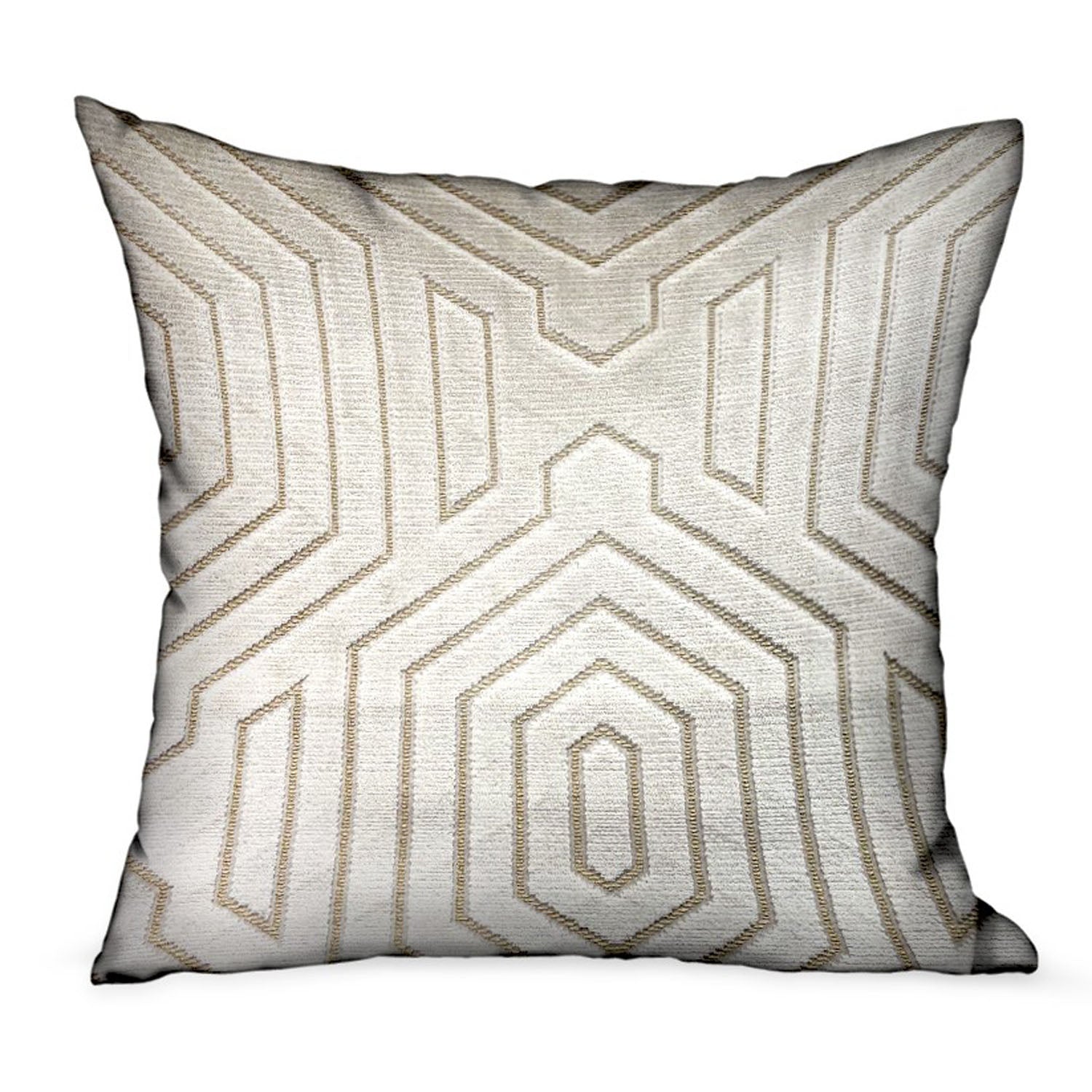 Plutus Pearly Velvet Gray Geometric Luxury Throw Pillow Double Sided  24' X 24'