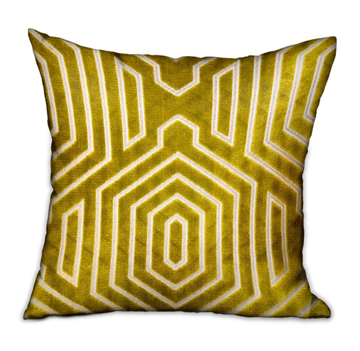 Plutus Goldenrod Velvet Gold Geometric Luxury Throw Pillow Double Sided  16' X 16'