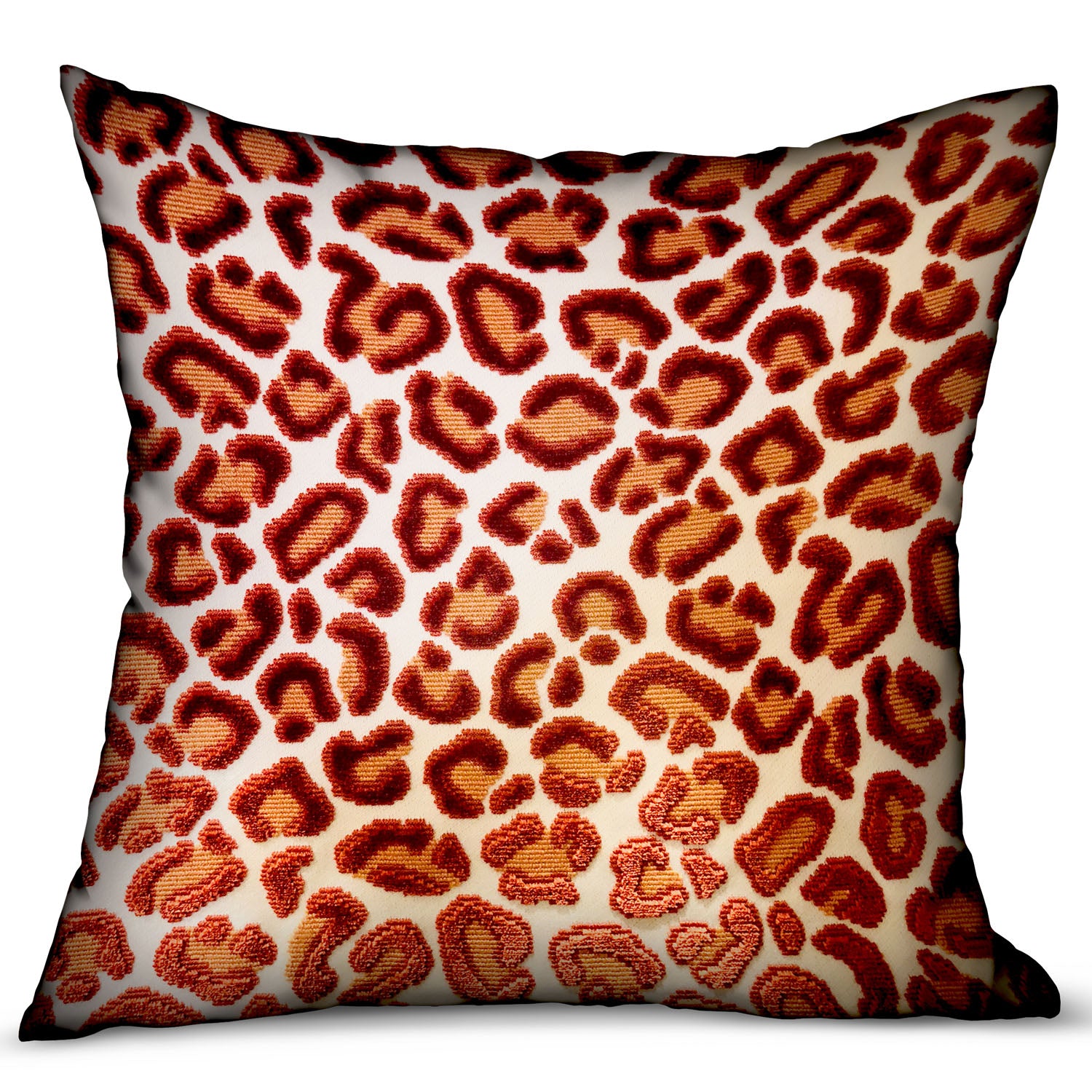 Plutus Emberglow Velvet Cheetah Red Animal Motif Luxury Throw Pillow Double Sided  22' X 22'