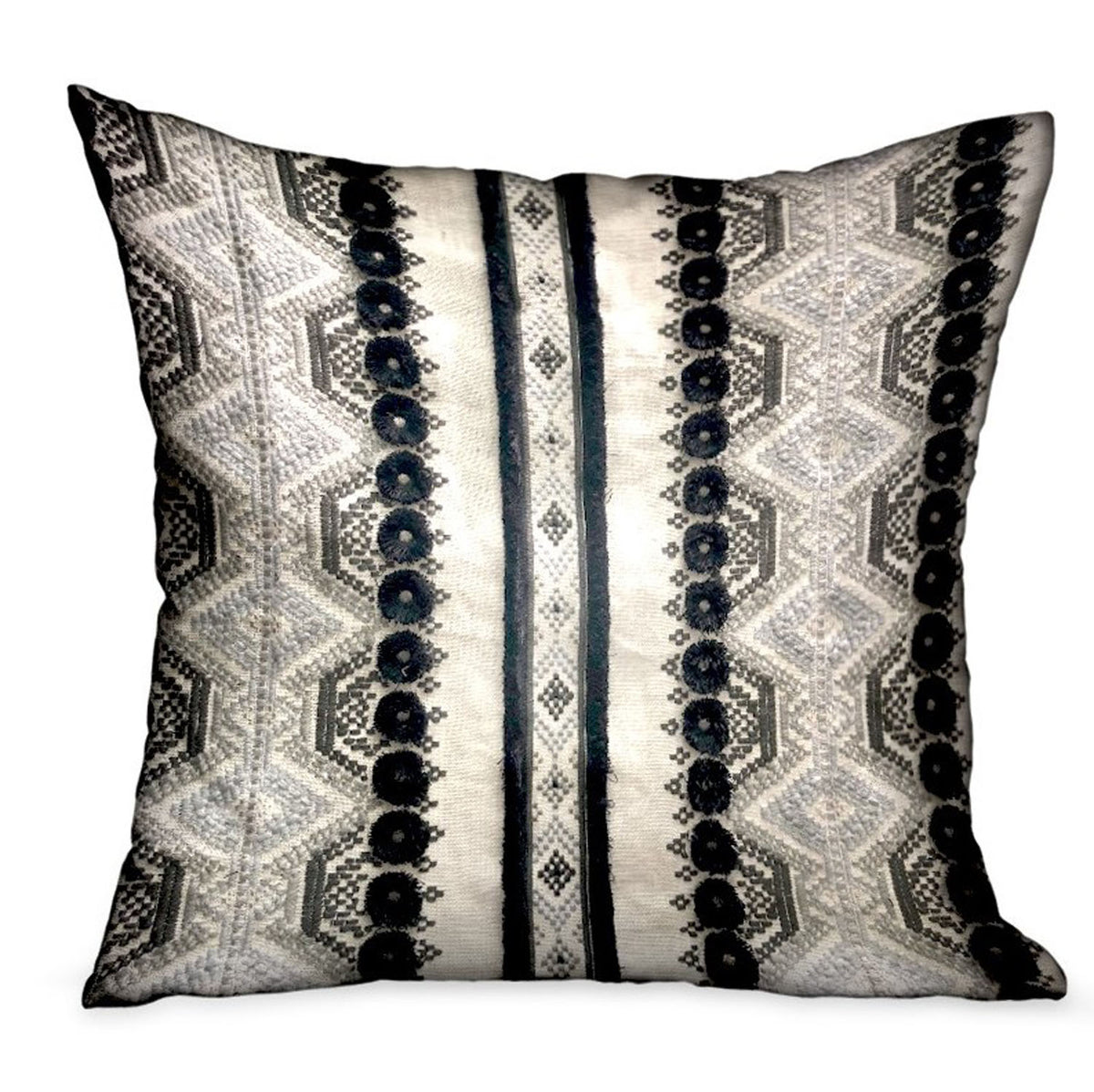 Plutus Scandanavian Stripe Black, White Geometric Luxury Throw Pillow Double Sided  20' X 20'