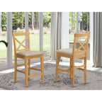 East West Furniture PBS-OAK-C Pub Counter Stool Bar Chair - Linen Fabric Pub Height Wooden Chairs, Set of 2, Oak