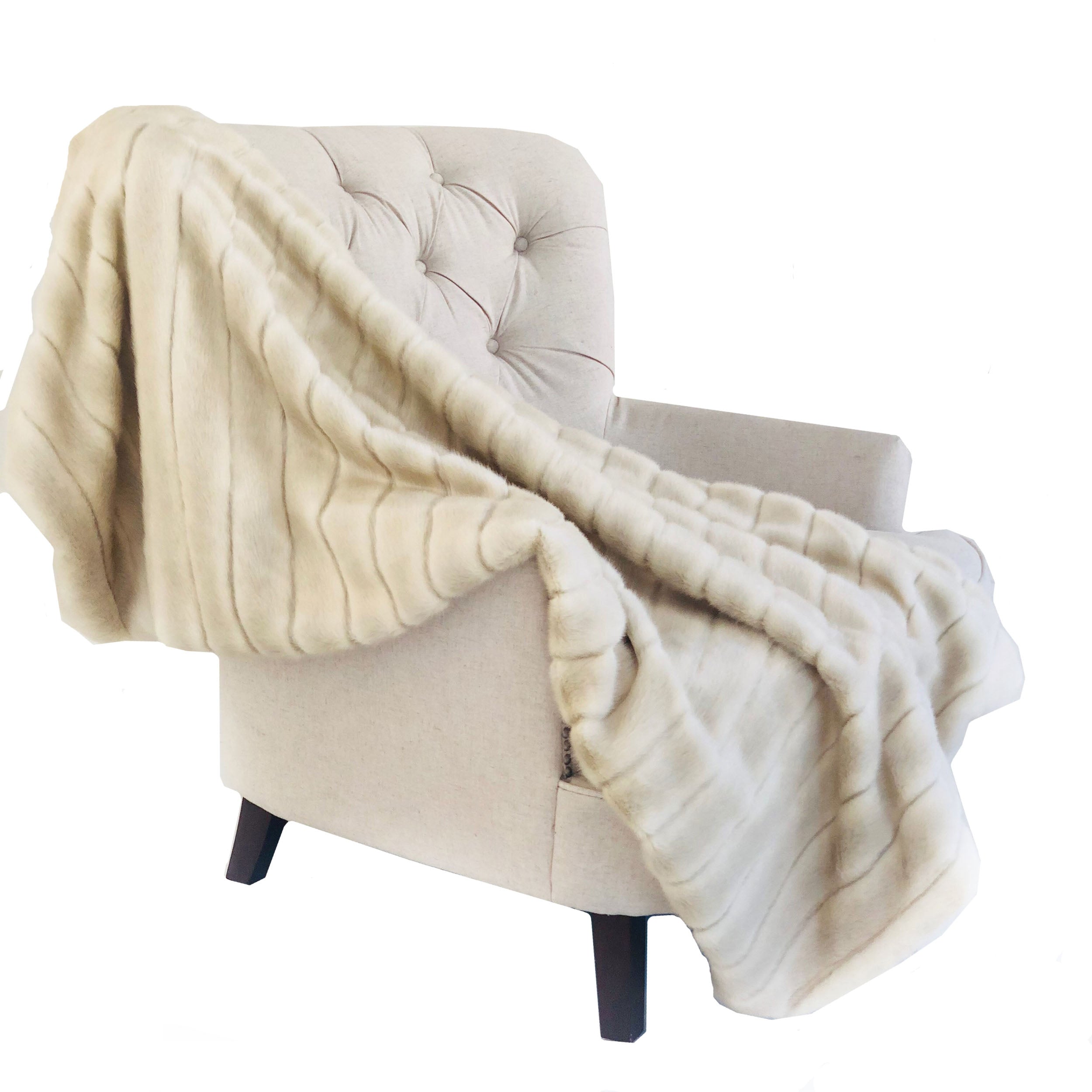 Plutus Fancy Mink Faux Fur Ivory Luxury Throw Throw 36W X 60L