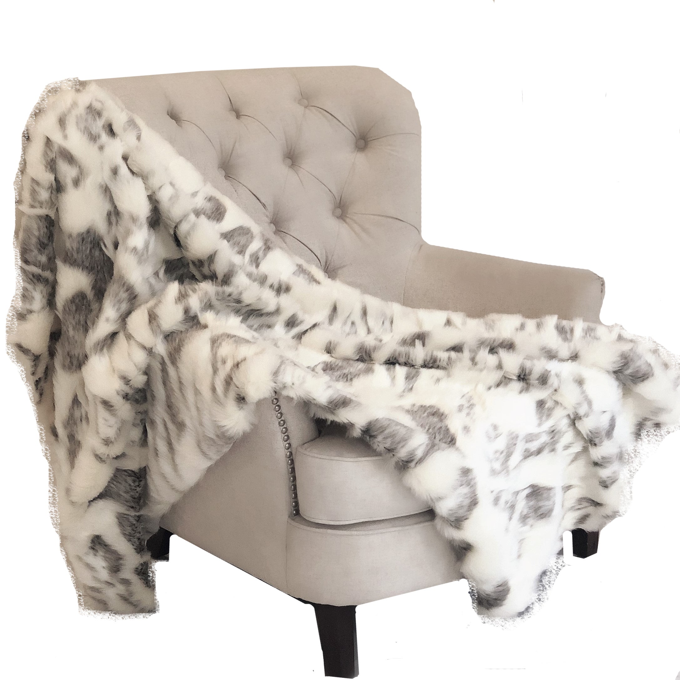 Plutus Ivory Rabbit Faux Fur Handmade Luxury Throw Blanket 70L X 90W Twin