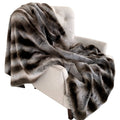 Plutus Fancy Gray Silver Chinchilla Faux Fur Handmade Luxury Throw 48W X 60L