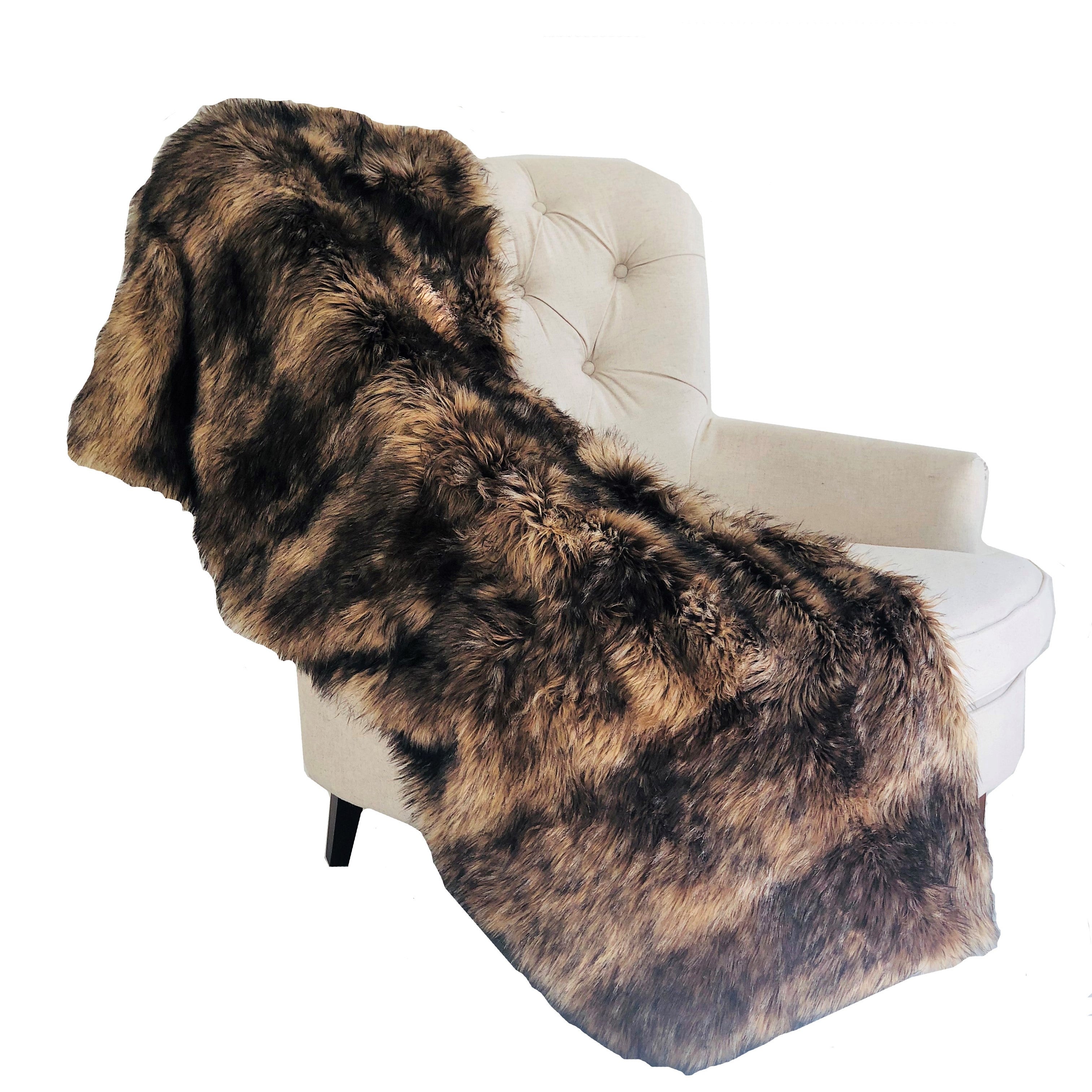 Plutus Brown Mountain Coyote Handmade Luxury Throw 60W X 90L