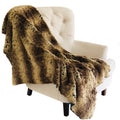 Plutus Beige And Brown Chinchilla Faux Fur Luxury Throw Blanket 80L X 110W Full