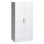 White 2-Door Wardrobe Cabinet with Hanging Rail and Storage Shelf
