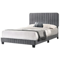 Lodi Gray Velvet Upholstered Channel Tufted King Panel Bed