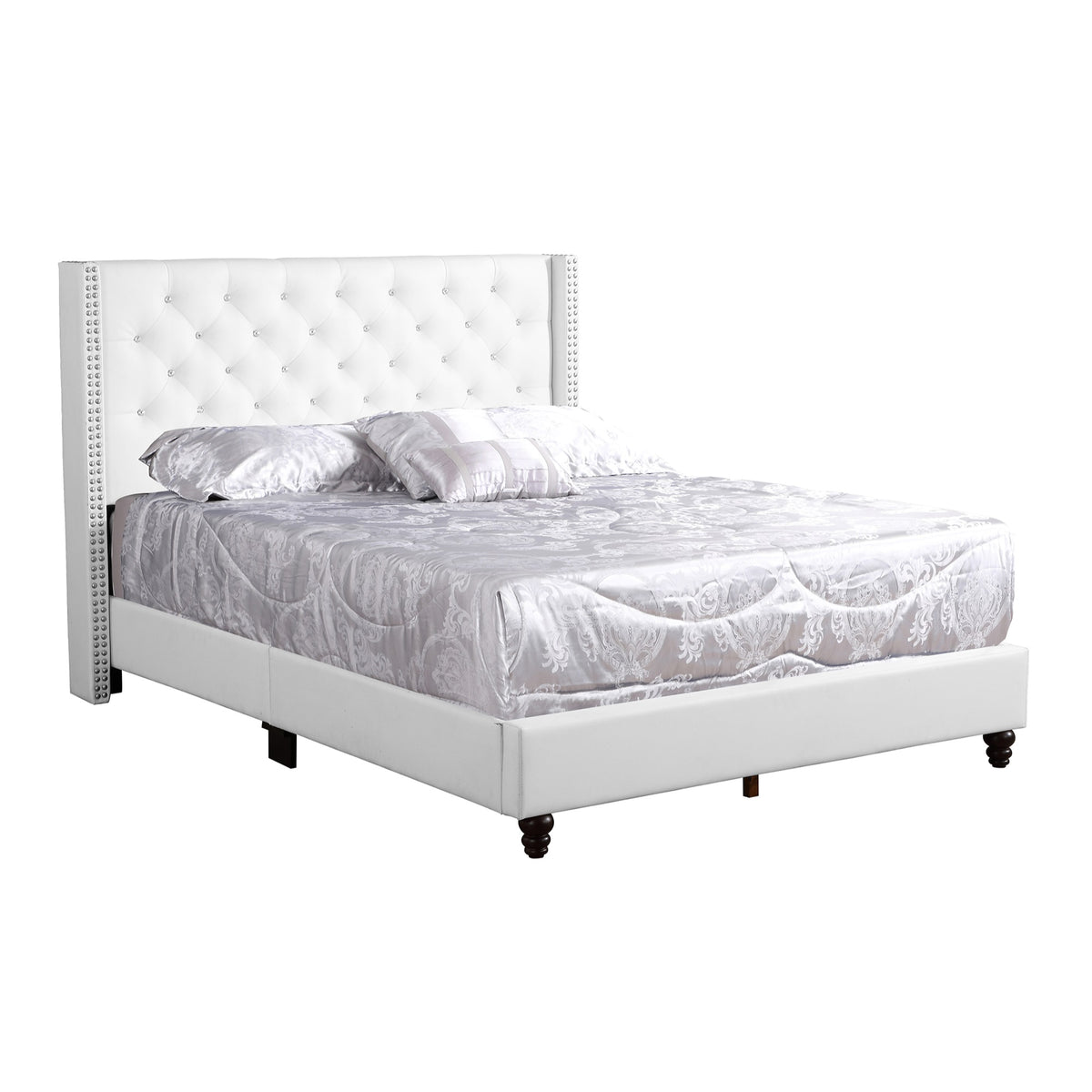 Julie White Tufted Upholstered Low Profile Full Panel Bed
