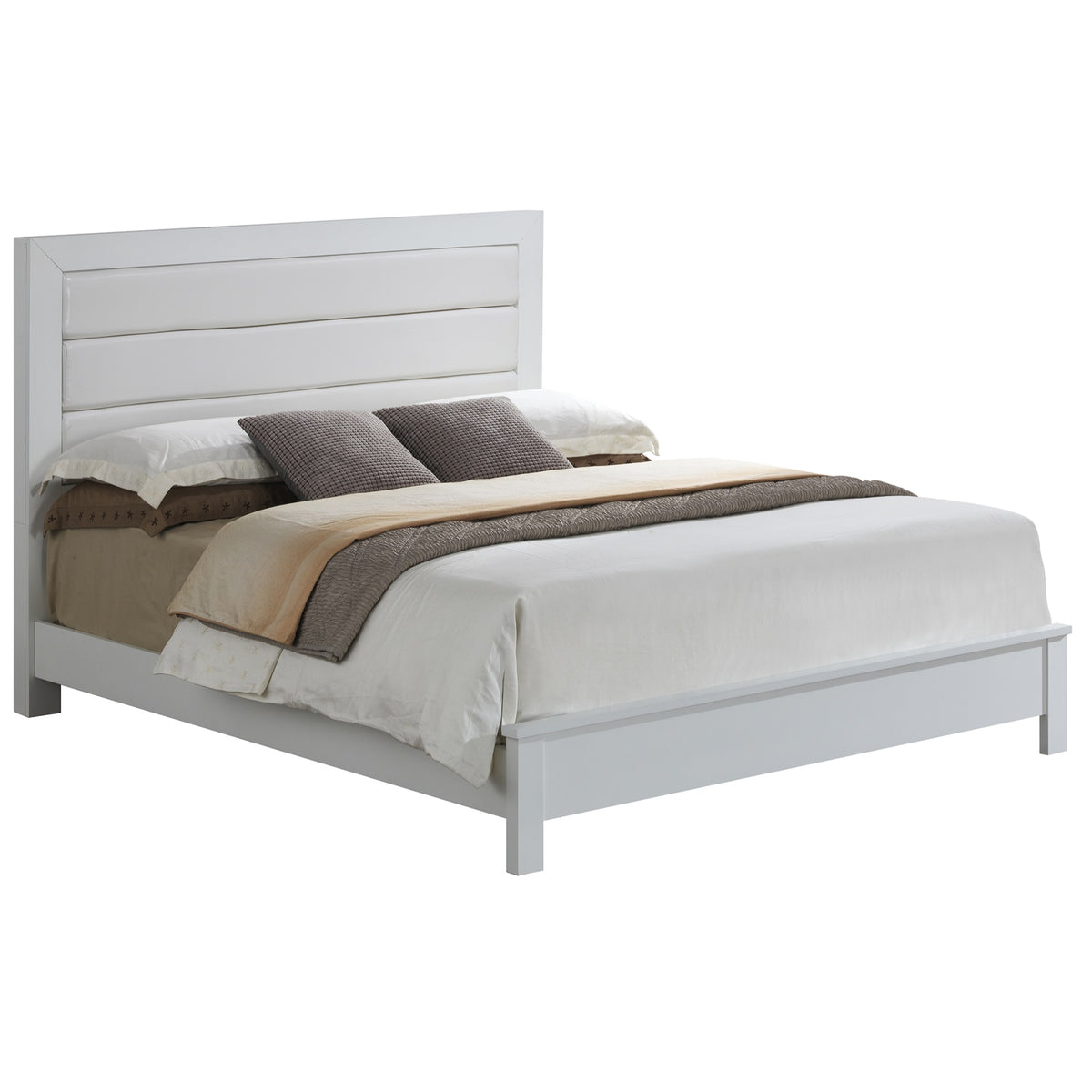 Burlington White Upholstered King Panel Bed