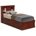 Louis Philippe Cherry Twin Storage Platform Bed With 6 Storage Drawers