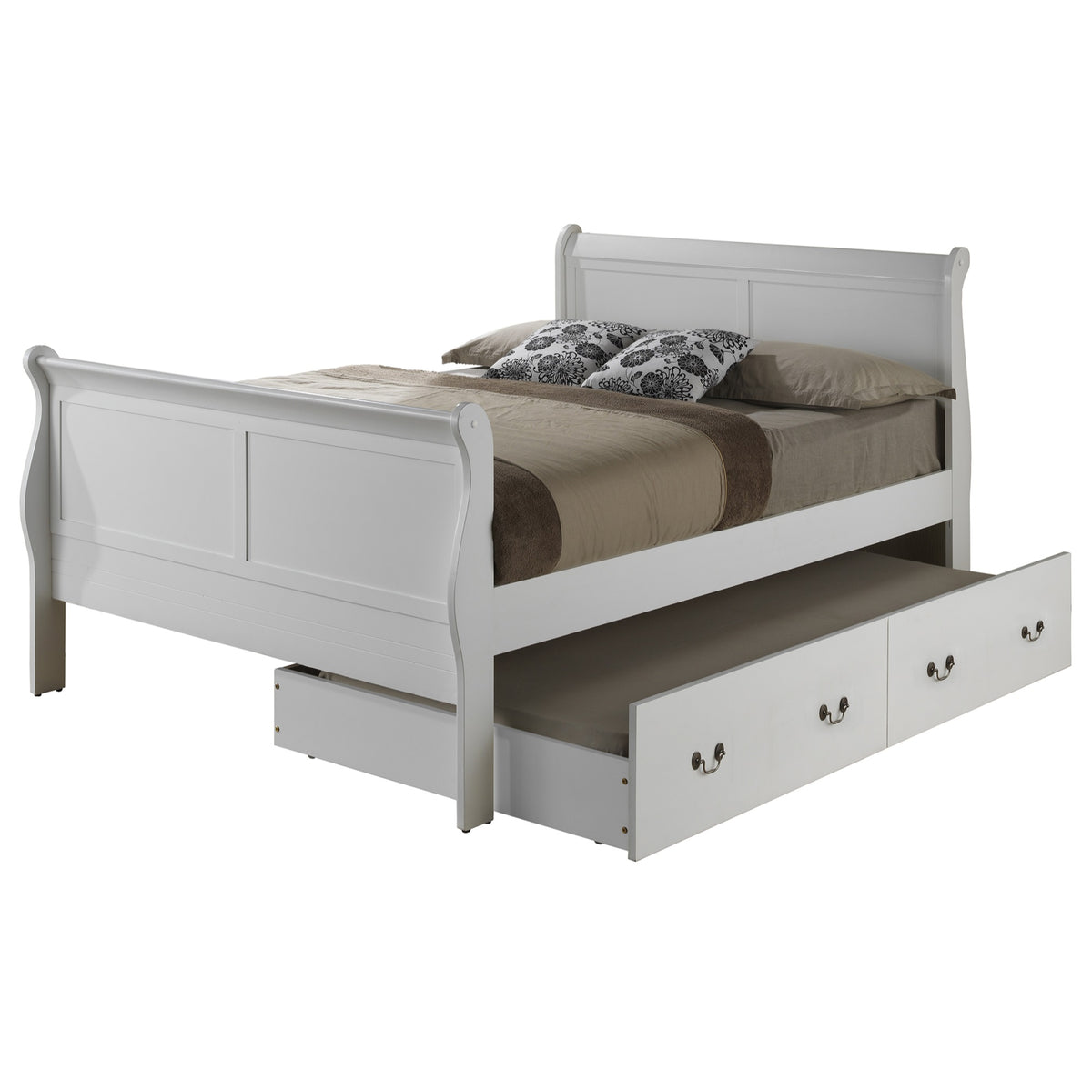 Louis Phillipe White Full Trundle Bed