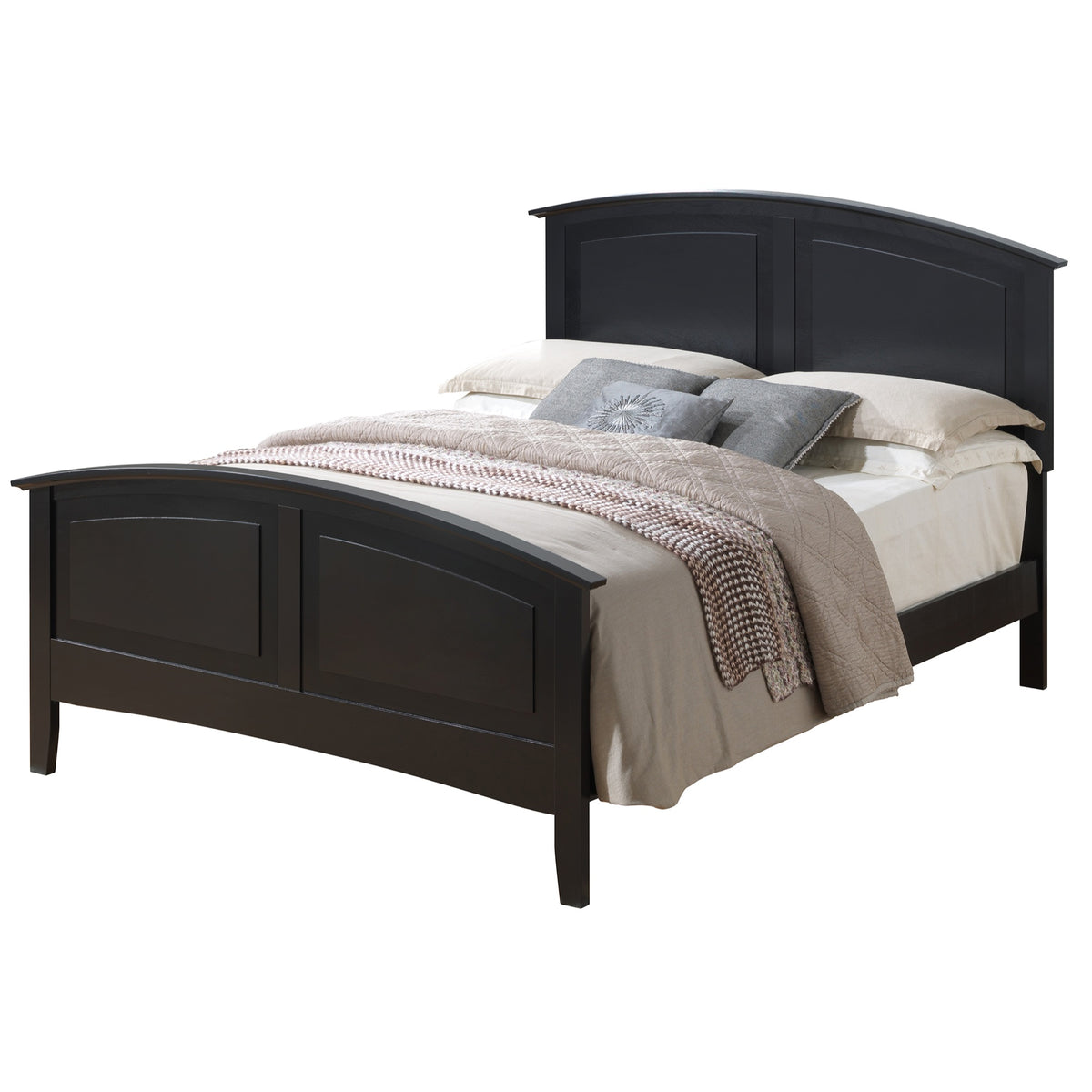 Hammond Black Queen Panel Bed With Curved Top Rail