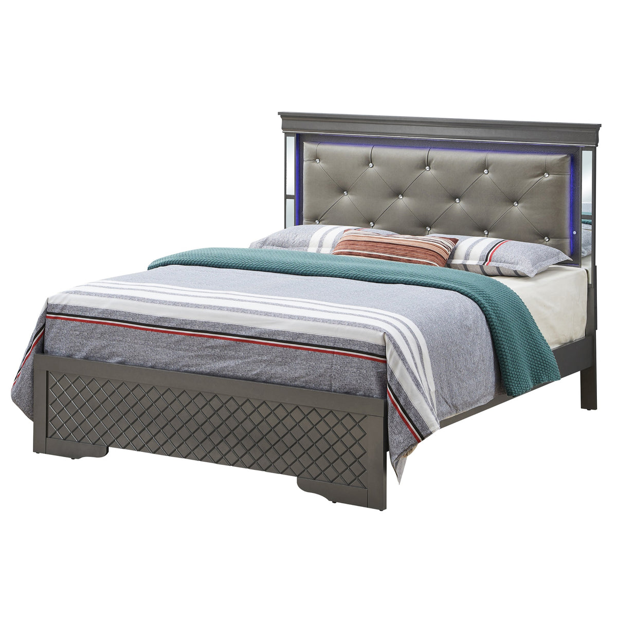 Verona Metalic Black Full Panel Beds