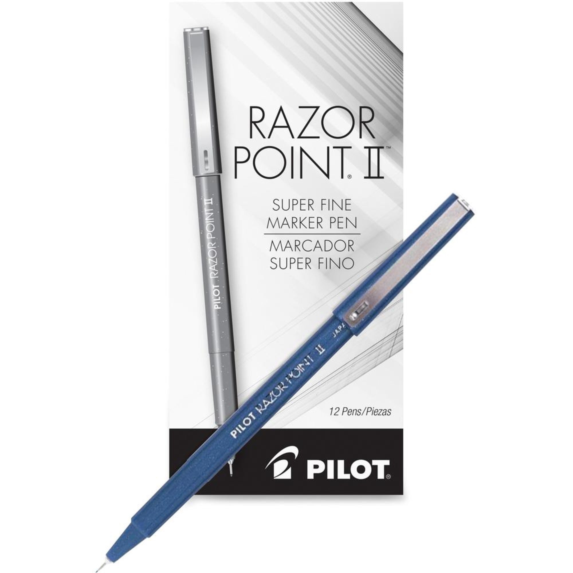 Pilot Razor Point Ii Marker Pens - Super Fine Pen Point - 0.3 Mm Pen Point Size - Blue - Blue Barrel - 1 Dozen