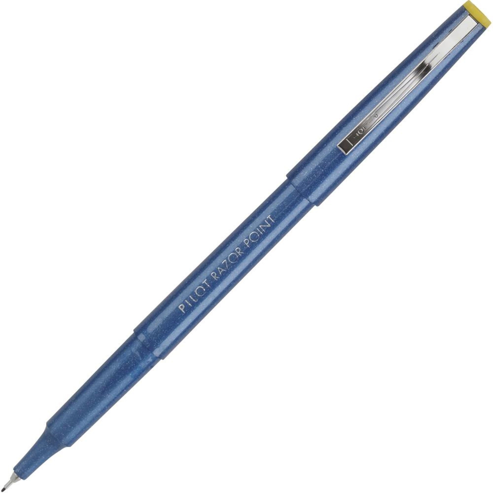 Pilot Razor Point Marker Pens - Extra Fine Pen Point - 0.3 Mm Pen Point Size - Blue - Blue Plastic Barrel - Metal Tip - 1 Dozen