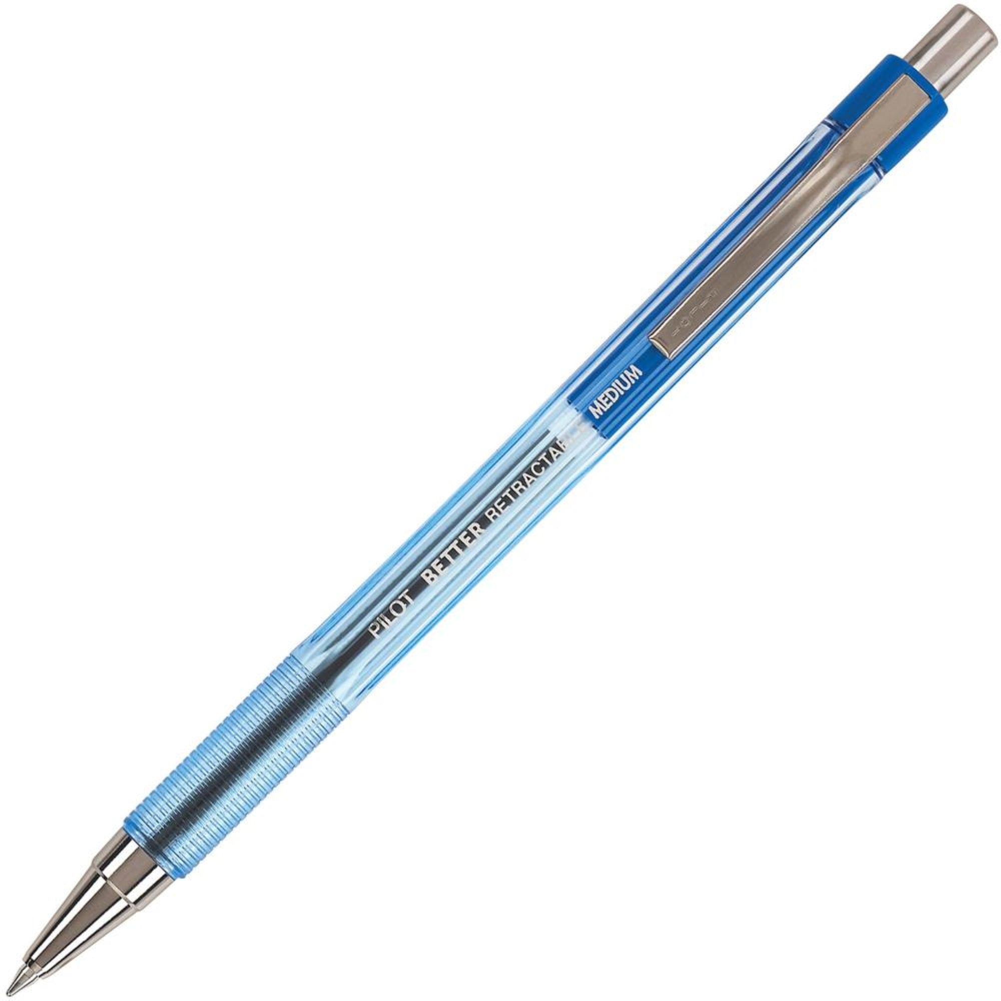 Pilot Better Retractable Ballpoint Pens - 1 Mm Pen Point Size - Refillable - Retractable - Blue - Translucent Barrel - 1 Dozen