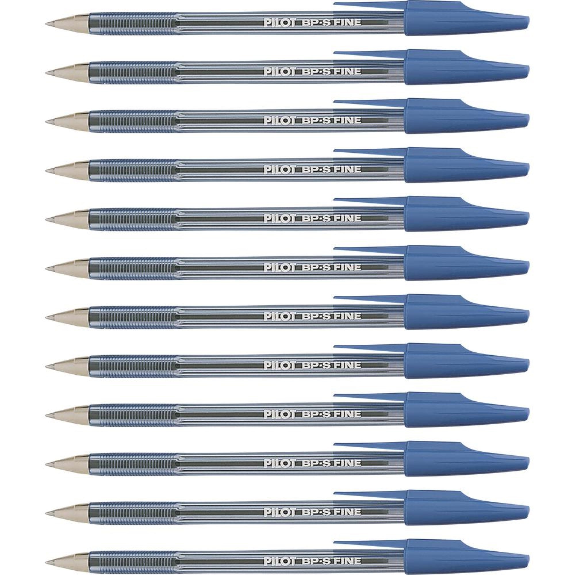 Pilot Better Bp-S Ball Stick Pens - Fine Pen Point - 0.7 Mm Pen Point Size - Refillable - Blue - Crystal, Clear Barrel - Stainle