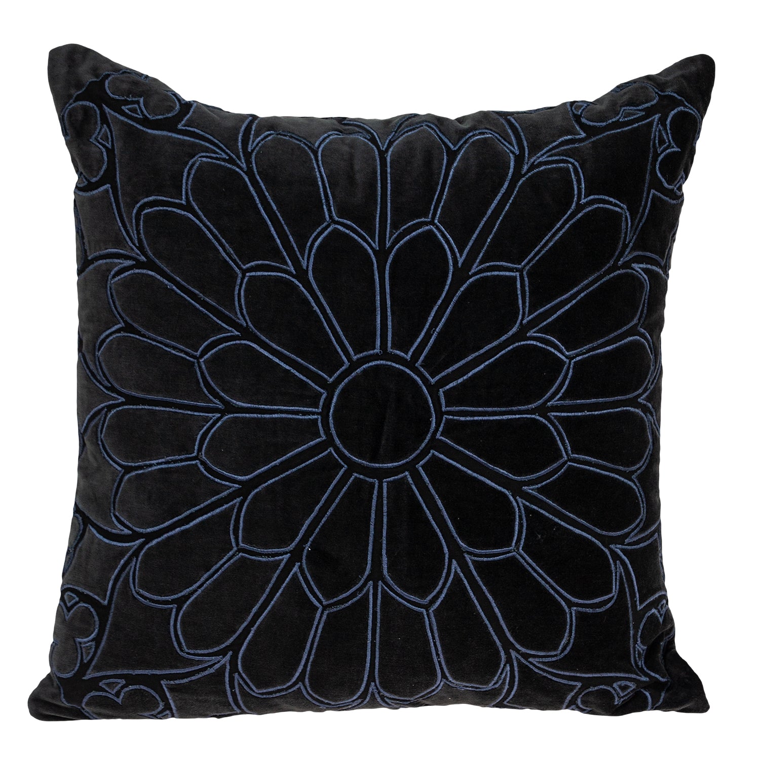 Parkland Collection Petal Contemporary Charcoal Pillow Cover With Poly Insert