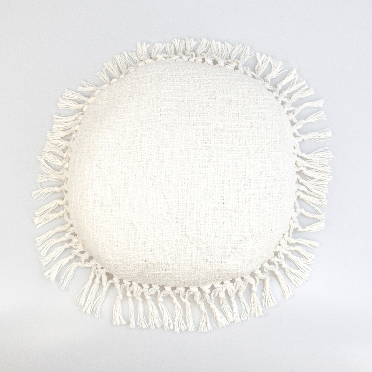 Parkland Collection Transitional Solid White Round 18 Inch  X 18 Inch  Pillow