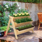 3-Tier A Frame Fir Wood 3 Elevated Planter Box Raised Garden Bed